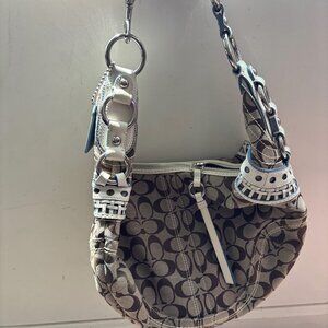 Cream and Brown Multi-Colored Coach Shoulder Bag (Like New)
